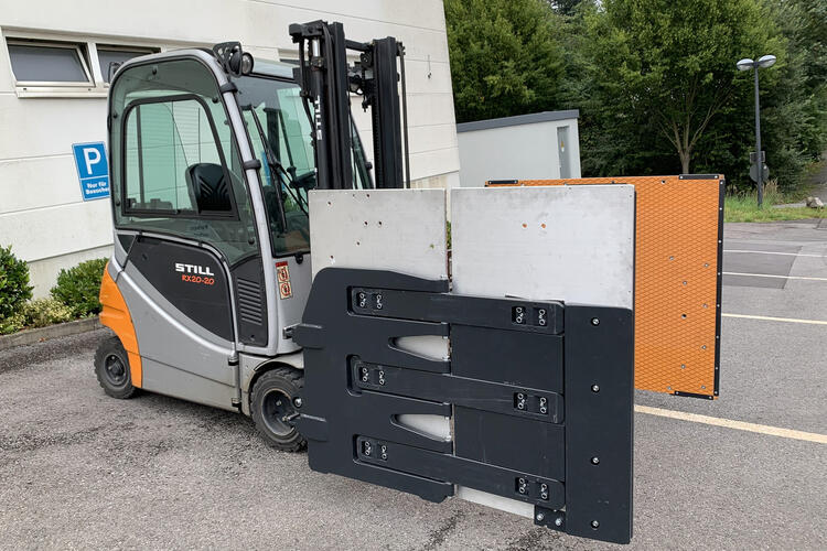 Geräteklammer für den palettenlosen Transport