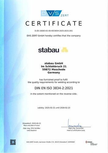 Schweißzertifikat englisch