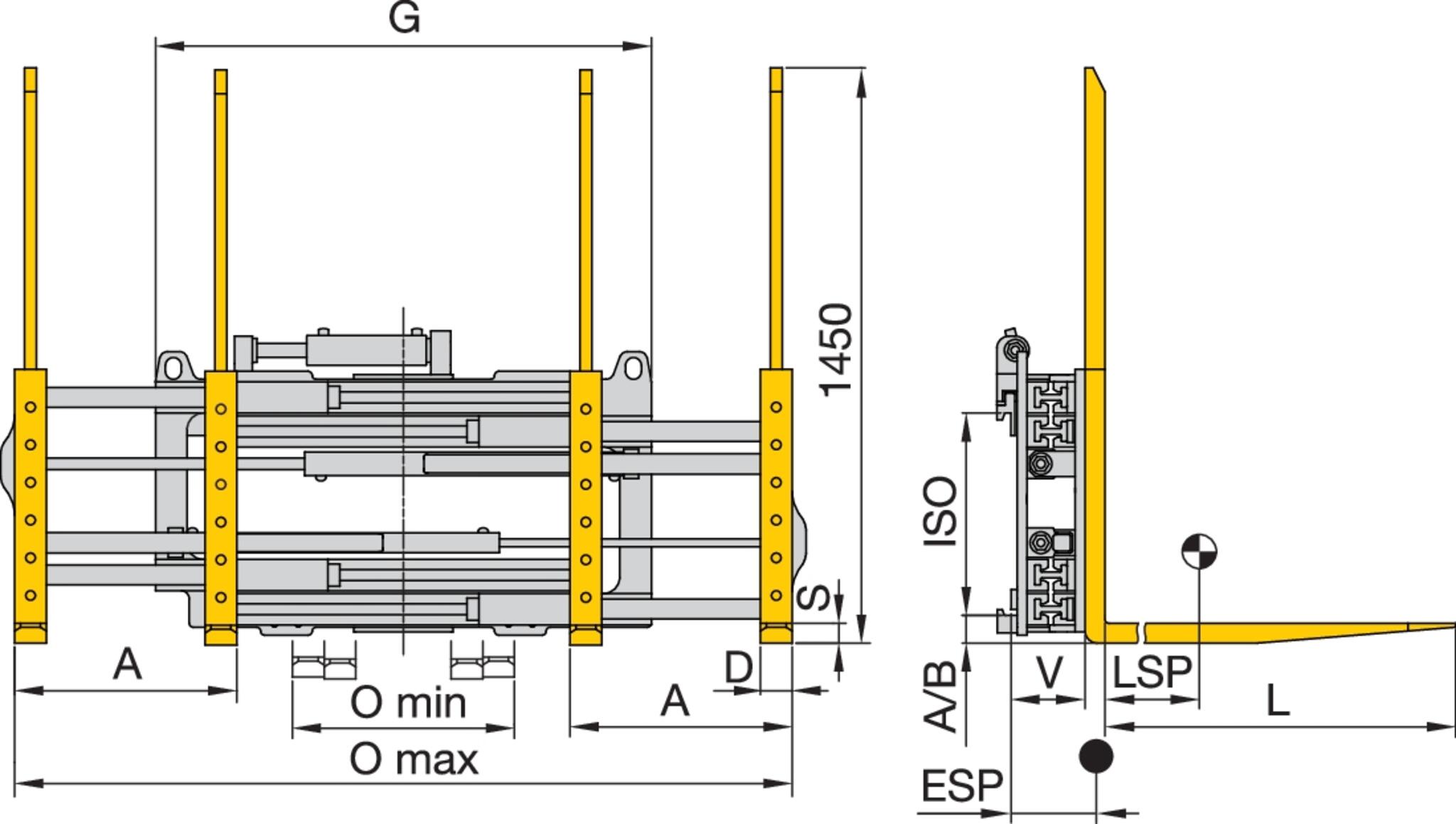 Doppelpalettengabel stabau Zeichnung