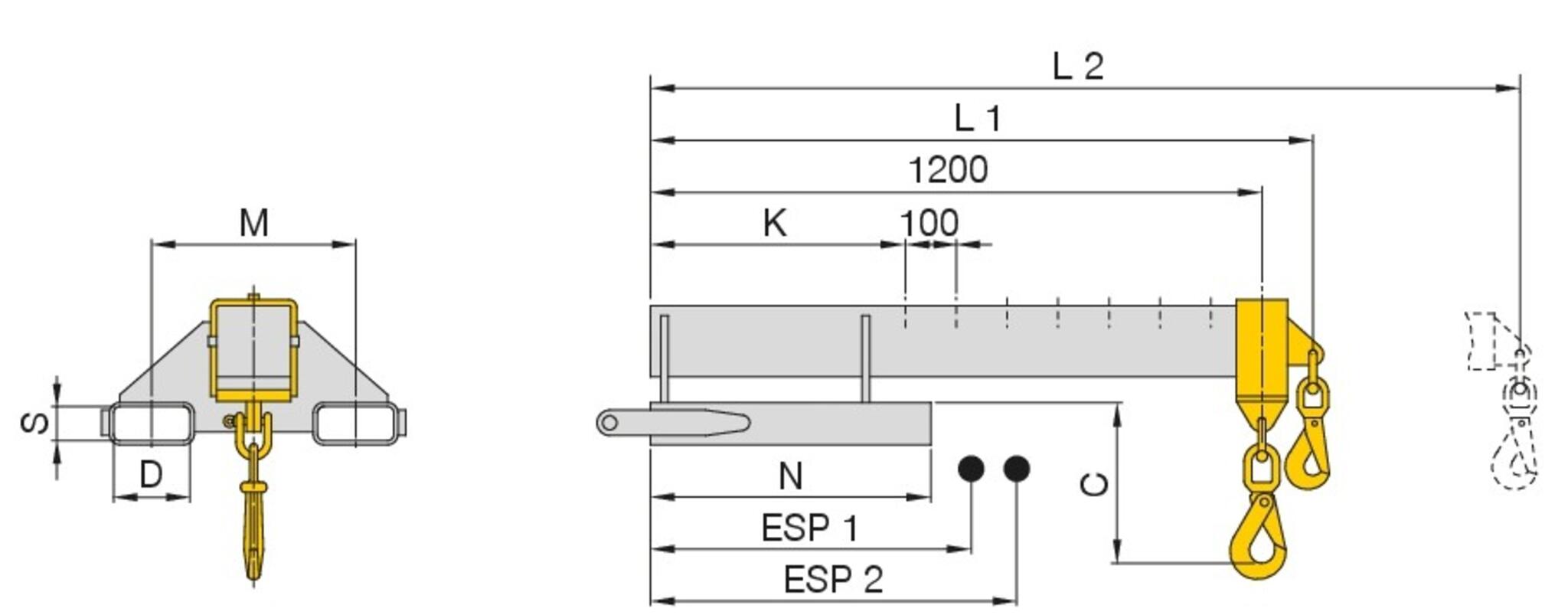 Kranarm aufsteckbar und teleskopierbar