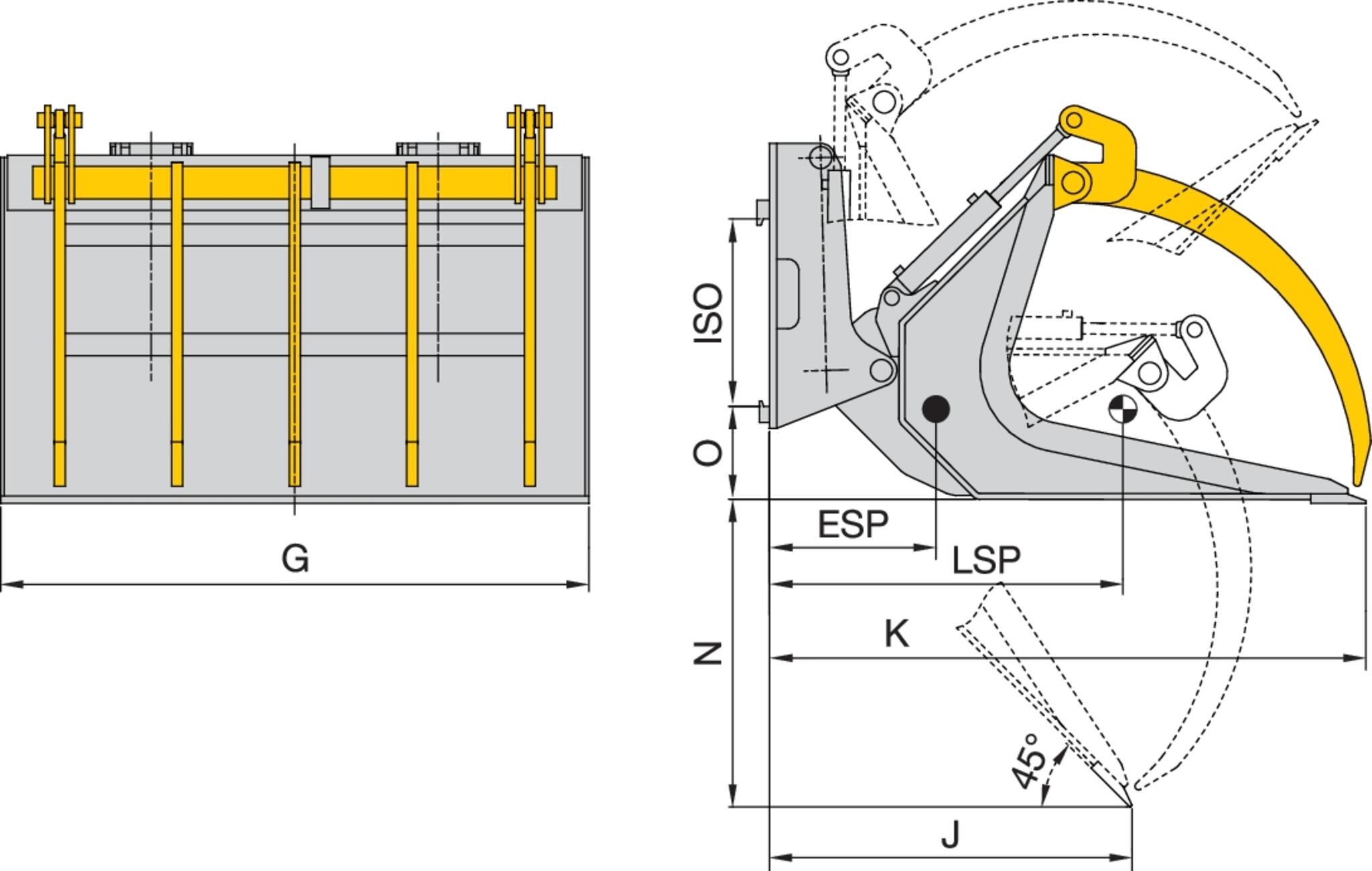 Schrottgreifer mit Schaufelvorsatz
