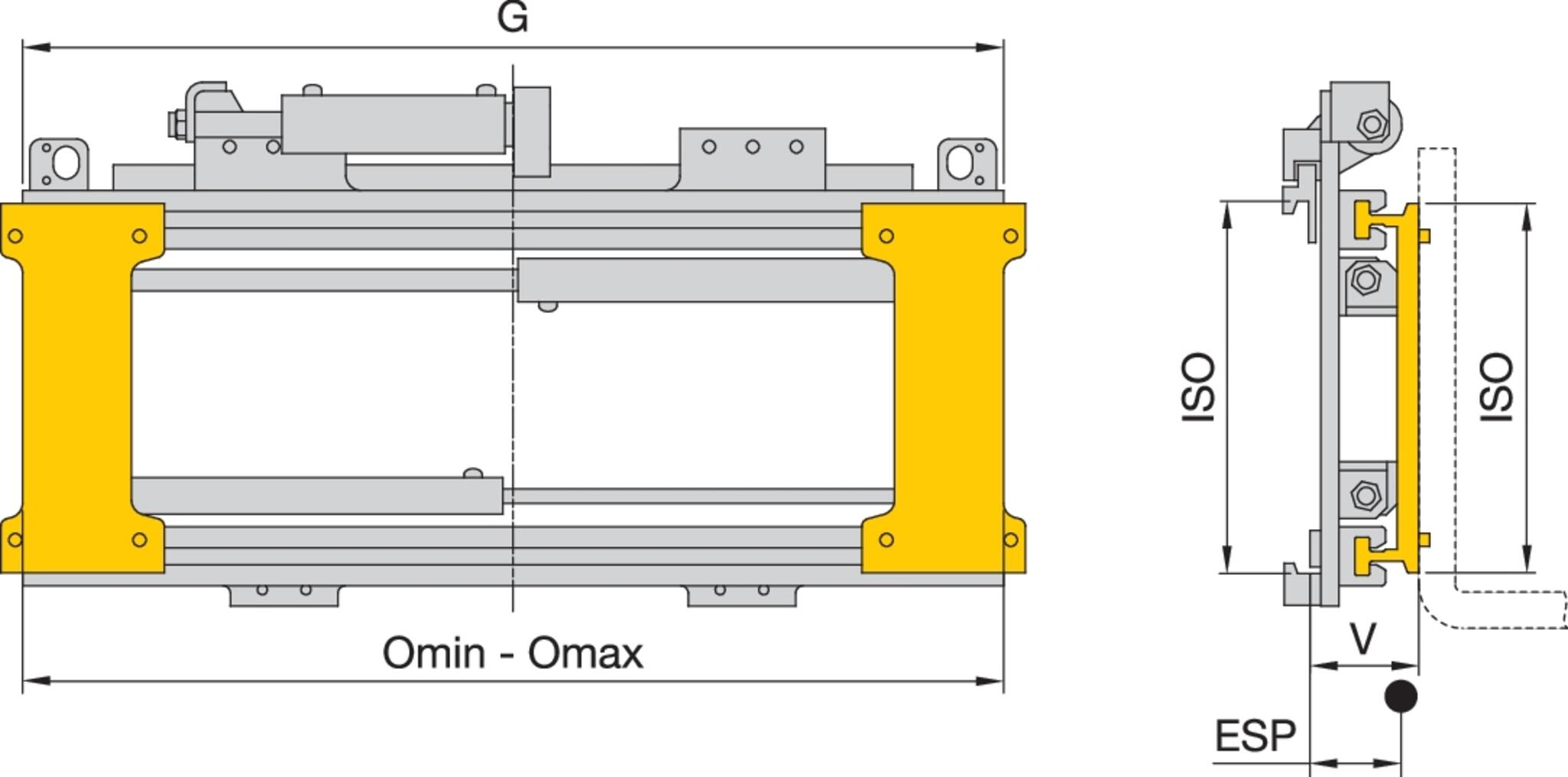 Zinkenverstellung ZVP mit separatem Seitenschub