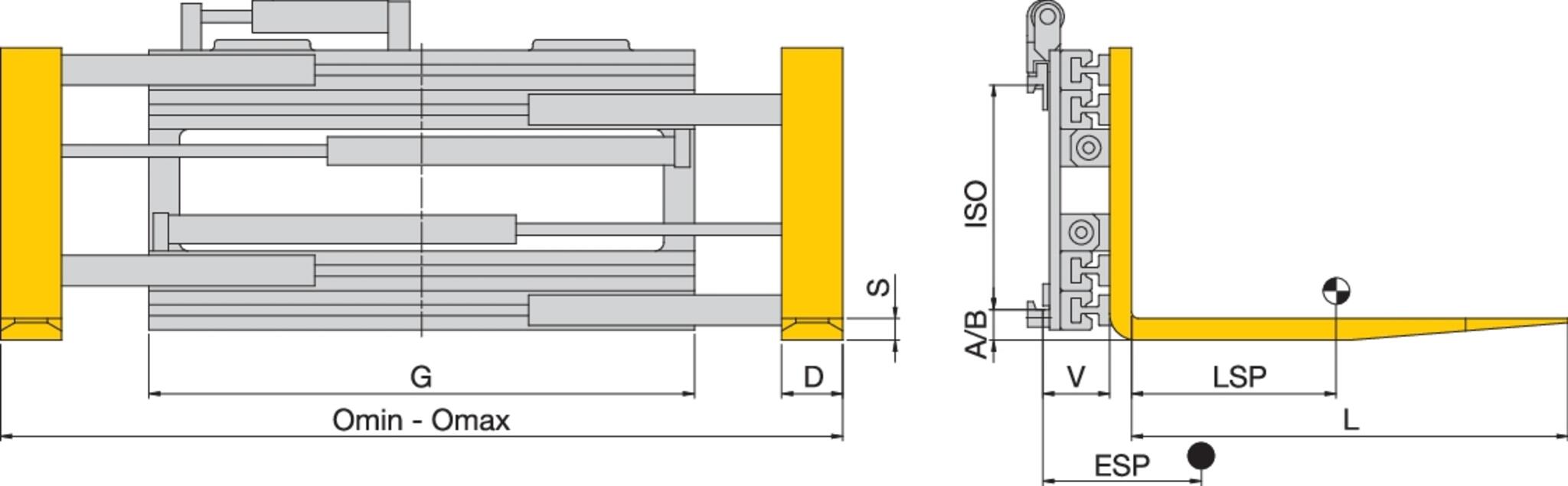 Zinkenverstellung ZVKG mit separatem Seitenschub